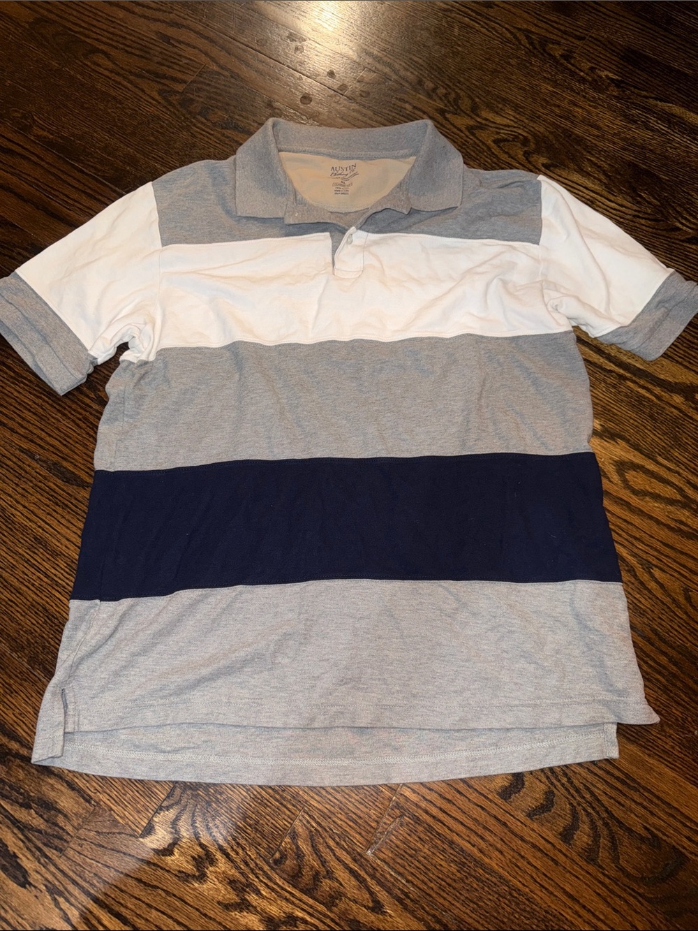 Austin Clothing Co. Colorblock Polo Shirt Gray White Navy Blue Size XL